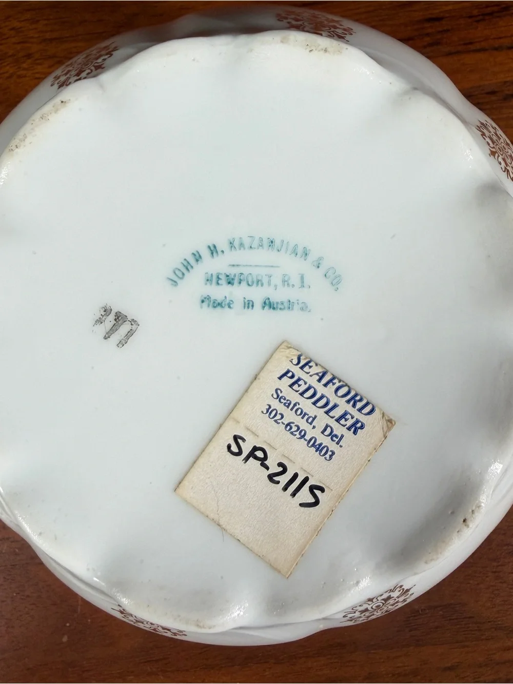 Antique Newport RI Trinket Box- Old Stone Mill Porcelain Souvenir ( 1891-1914)